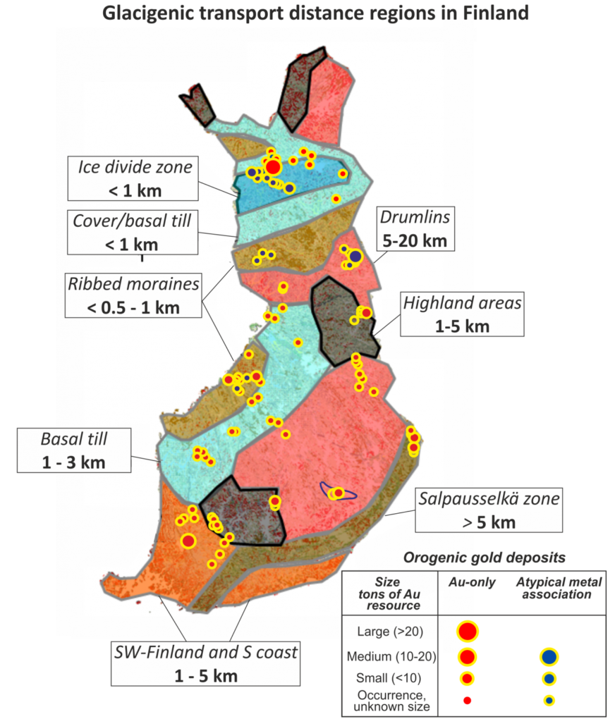 Glacial transport and Au deposits